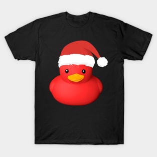 Cute Red Rubber Duck Santa Claus Christmas Family Costume T-Shirt